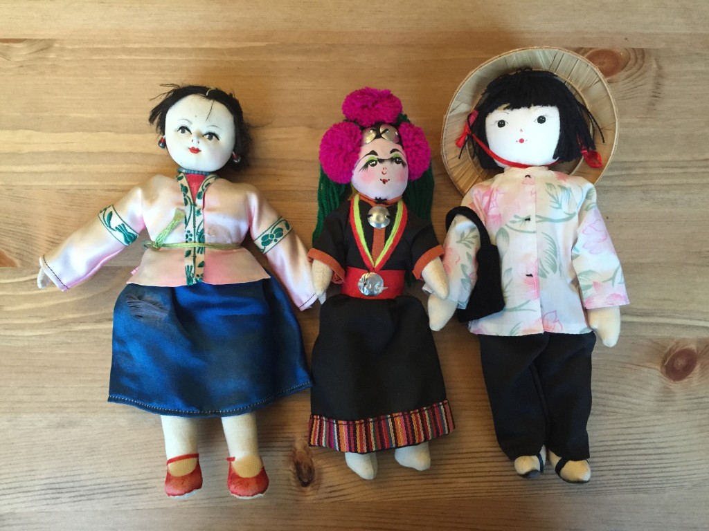 Doll trio from China, Thailand and Vietnam
